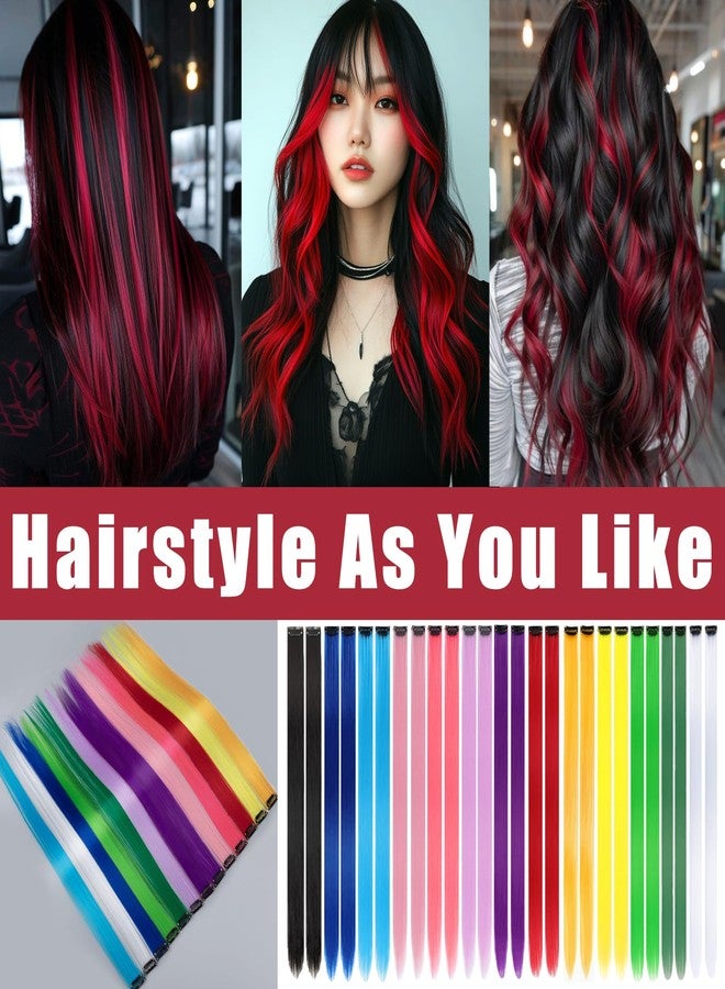 FAYDERS 20 PCS Red Hair Extensions Clip in - 22 Inch Colored Hair for Women Girls - Perfect for Parties, Cosplay, Halloween - Image 2